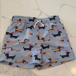 Janie and Jack Light Blue Dog Print Swim Trunks